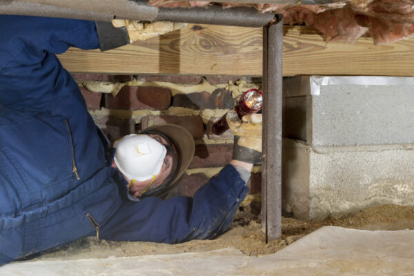 ReForce Restoration Tech inspecting crawlspace