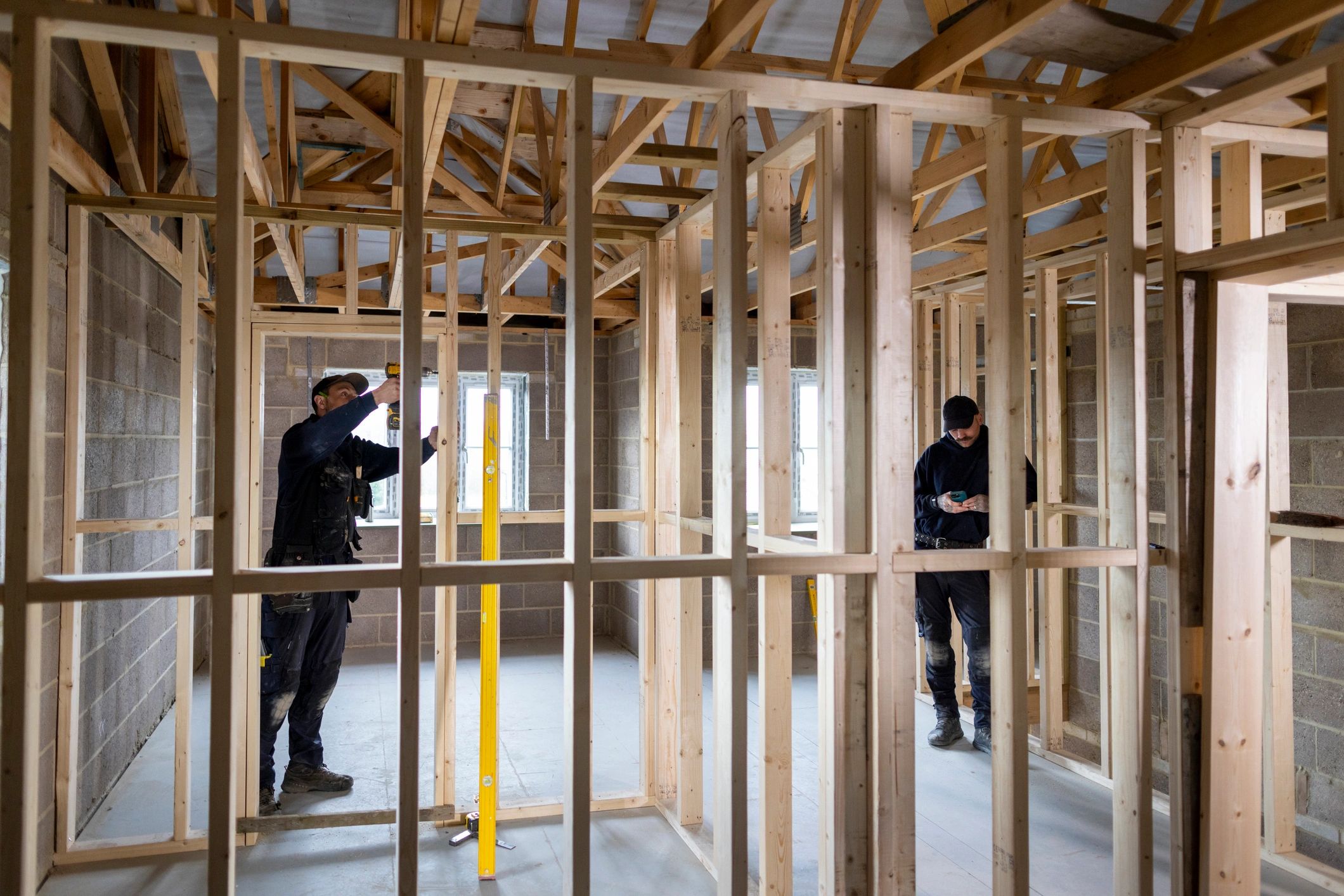 Restoration professionals inspecting a property