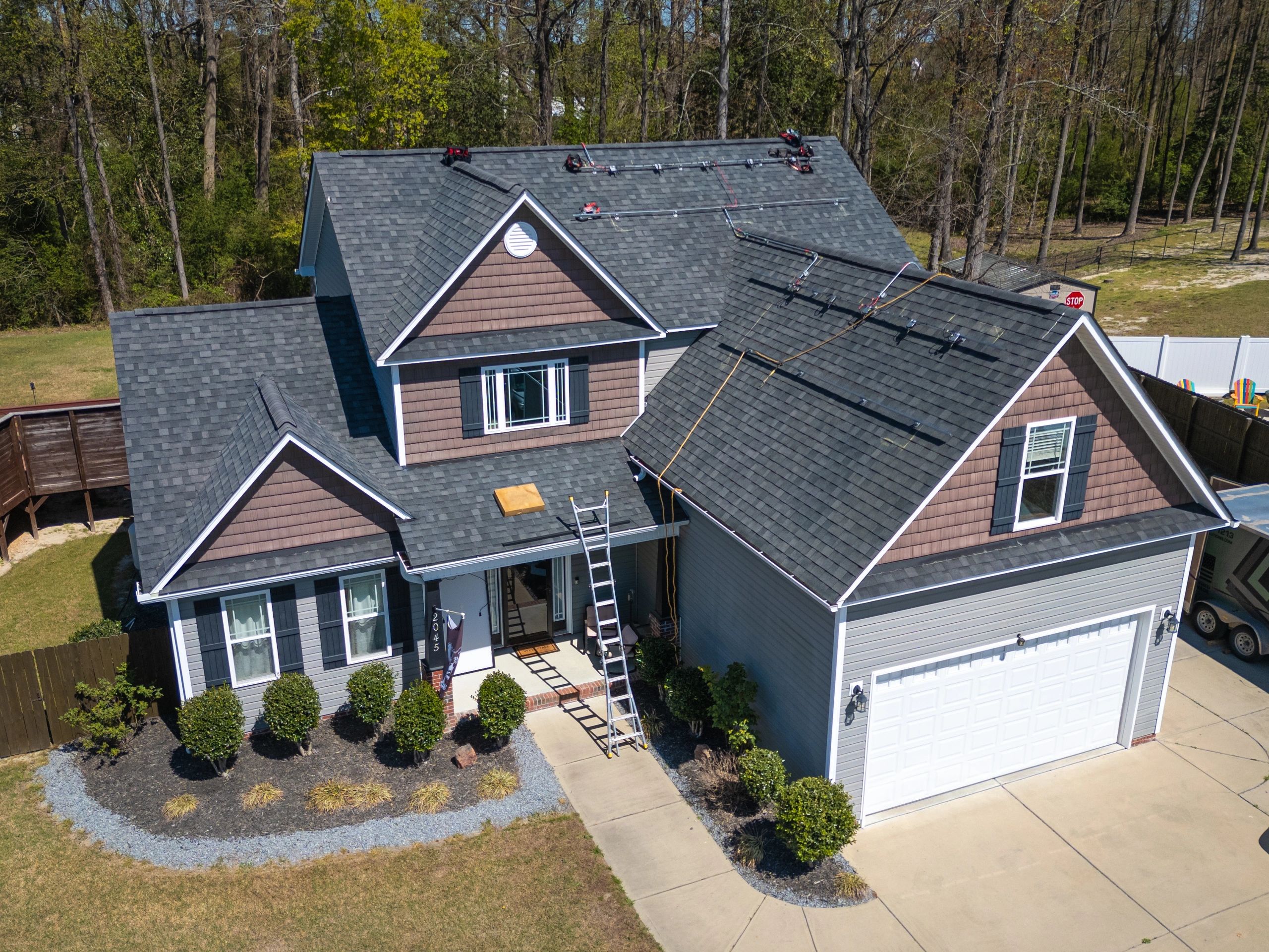 Property exterior showing storm-related repair context